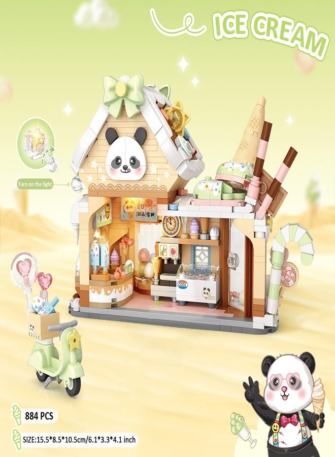 MEIEST Panda Ice Cream Shop Building Blocks Set,Mini City Shop Street View Particle Construction Building Bricks Toy,Home Decoration - Image 3